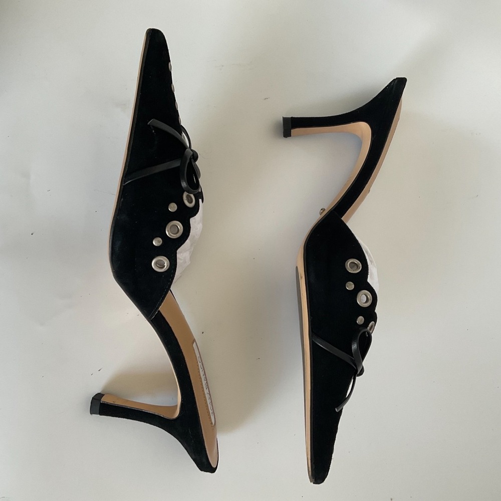 Tony Bianco Revolve Mule Heels Stiletto Shae Pointed Toe Dressy Bow Chic Size 7 - Picture 4 of 15